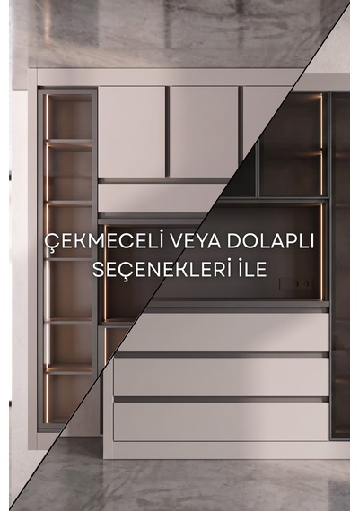 Nero Kahve Köşesi Multi Kilerli 160 Cm   Gri-karbon
