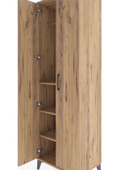 Hyperion Dolap 3 Raflı 2 Kapaklı Tek Askılı 60x44x195 Çam-çam Çam