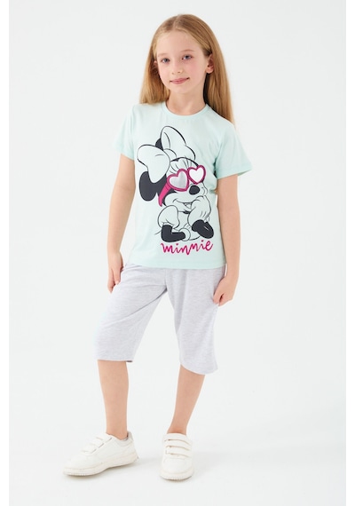 Minnie Mouse Glasses Açık Mavi Kız Çocuk Kapri Takım Mint