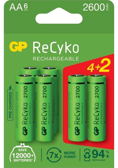 Gp Recyko 2700 Seri 2600 Mah Şarjlı Aa Kalem Pil 4+2