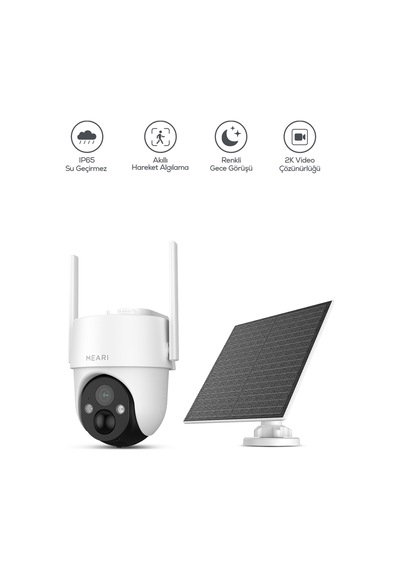 N2 Dış Mekan Kablosuz Wi-fi Ptz Dahili Solar Şarjlı Akıllı Güvenlik Kamerası 2k, 3mp, 5200mah, Gec
