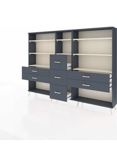 Arges Dolap 8 Raflı 7 Çekmeceli 220x30x163 Antrasit-aytaşı/antrasit Aytası/antrasıt - Antrasıt