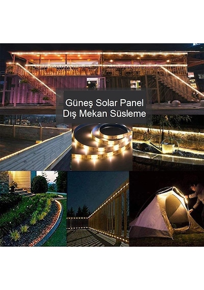 UpWay Güneş Enerjili Solar Aydınlatma RGB 3 Metre Silikonlu Şerit LED Ev Bahçe Süsleme Dekor