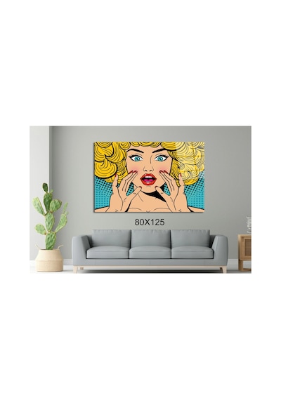 Sarışın Pop Art Kadın Cam Tablo Pct0617 Portre Temalı Dekoratif Duvar Tablosu, Salon Ve Yatak Odası Dekoru,