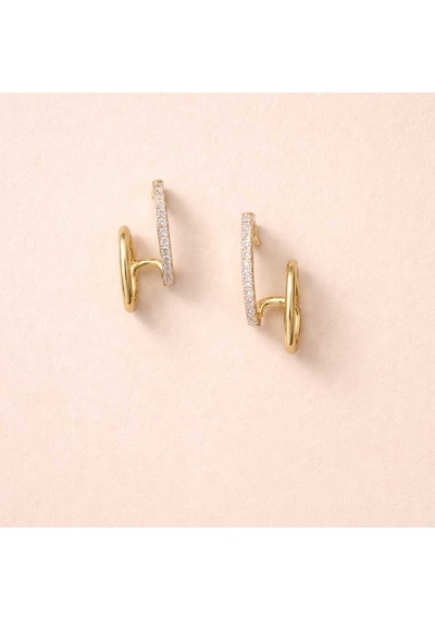 Taş Detaylı Altın Renk Modern Küpe Gold