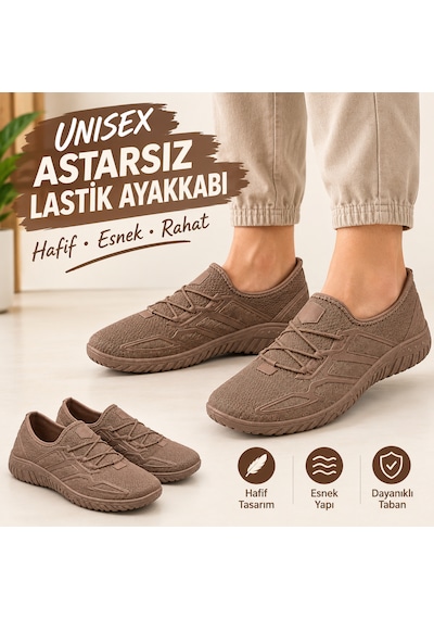 Astarsız Lastik Ayakkabı Hafif Esnek Rahat Günlük Ayakkabı Sarı