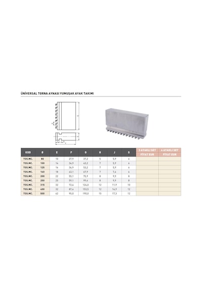 Fett 200mm Tos 3 Ayaklı Set Yumuşak Ayak Takımı