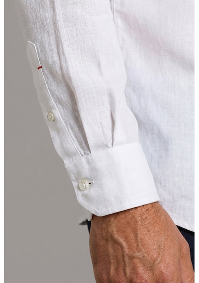 Bisse Beyaz Regular Fit Keten Cepsiz Paşa Yaka Gömlek Gmktn3ps224015 D01