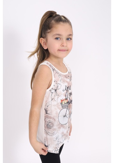 Toontoy Kids Toontoy Kız Çocuk Bisiklet Baskılı Atlet Ekru