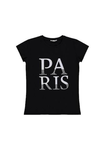 Civil Girls Paris Baskılı 10-13 Yaş Tişört - Siyah
