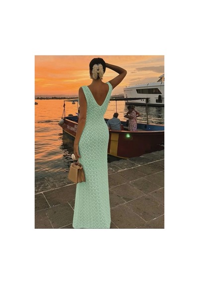 Butik İstanbul Kadın Askılı V Yakalı Uzun Triko Elbise Siyah