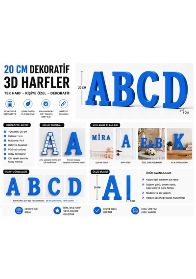 Dekoratif -m- Harfi 20 Cm Q-1269