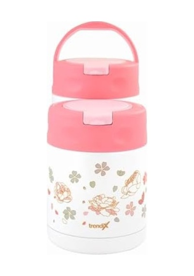 Çelik İçli Termos 350 Ml Pembe Çelik Kaşık İle Tx-6129 Açık Beyaz