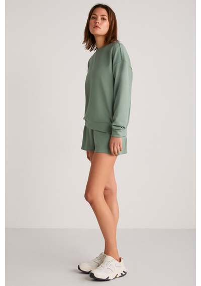 Ethıquet Maısıe Kadın Organik Pamuklu Comfort Fit Bisiklet Yaka Mint Yeşil Sweatshirt