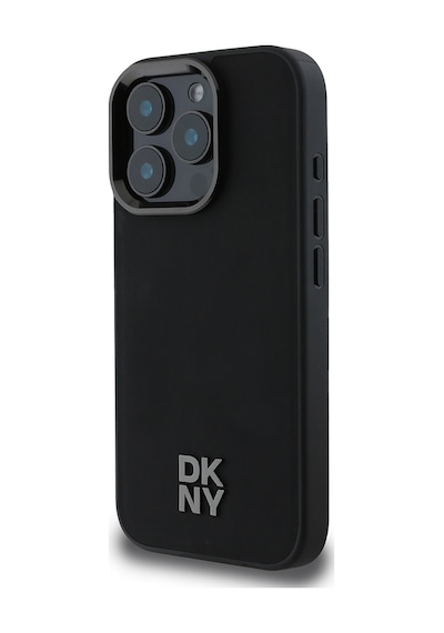 Apple Uyumlu iPhone 16 Pro Max Kılıf Dkny Lisanslı Magsafe Özellikli Metal Logolu Pu Deri Plain Siyah