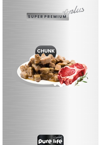 Purelife Plus 12'li Kuzulu Yetişkin Köpek Konserve Chunk Parça Etli Yaş Mama 400 G