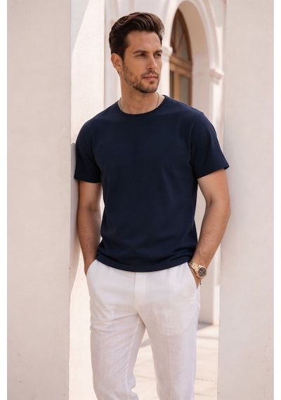 Mero Life Unisex Slim Fit Dar Kesim % 100 Pamuk Yumuşak Dokulu Bisiklet Yaka Lacivert Tişört Mero Life Unisex Slim Fit Dar Kesim % 100 Pamuk Yumuşak Dokulu Bisiklet Yaka Lacivert Tişört