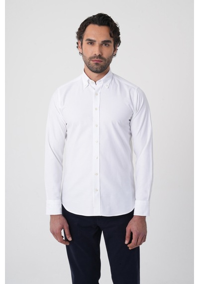 Bisse Erkek Uzun Kollu Regular Fit Beyaz Gömlek Gmoks252100 01 Beyaz