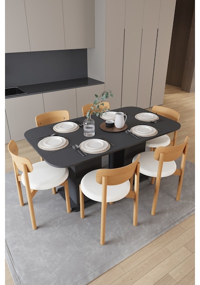 Modern Dolaplı 6 Kişilik Mutfak Yemek Masası Ve Sandalye %100 Mdf Mutfak Yemek Odası Masası Takımı Ymt06 Antrasit Modern Dolaplı 6 Kişilik Mutfak Yemek Masası Ve Sandalye %100 Mdf Mutfak Yemek Odası Masası Takımı Ymt06 Antrasit