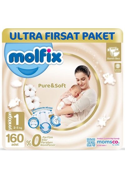 Molfix Pure & Soft 1 Beden Yenidoğan 160 Adet