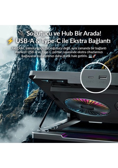 Juo Odin 2'li Rgb Fanli Led Notebook Sogutucu Standi