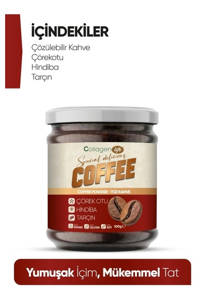 Collagen Life Hindiba, Tarçın Ve Çörekotu İçeren Detox Kahve Net 100gr Diğer