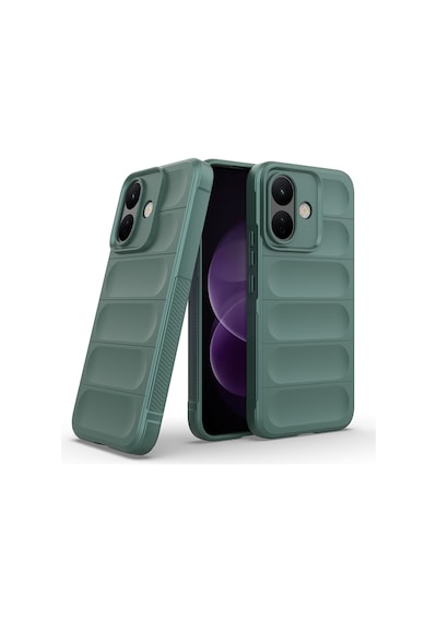 Redmi Note 17 Pro Kılıf Esnek Tpu Oyuklu Arka Yüzey Tasarımlı Etnik Silikon Kapak Koyu Yeşil