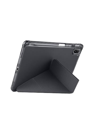 Galaxy Tab A9 Plus İle Uyumlu Akıllı Kılıf, Kalem Bölmeli Lansman Antrasit Origami Standlı Darbe Emici Şeffaf Arka Kapaklı Ultra İnce Popüler Tablet Kılıfı