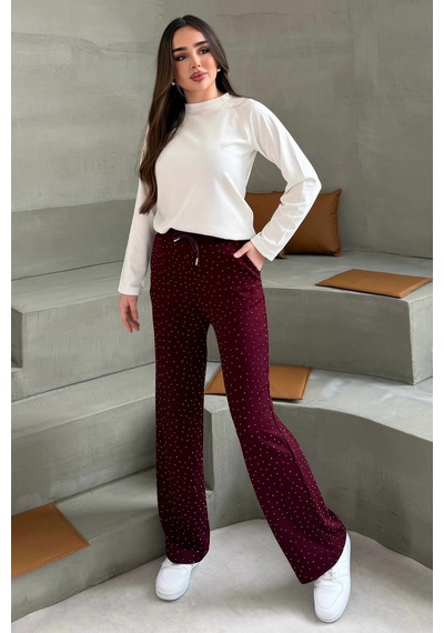 Bbbutikbasic Taşlı Modal Pantolon M4737 Bordo