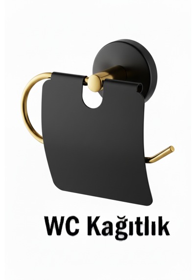 Wc Kağıtlık Tuvalet Kağıtlığı Siyah Gold Renk Altın - Siyah
