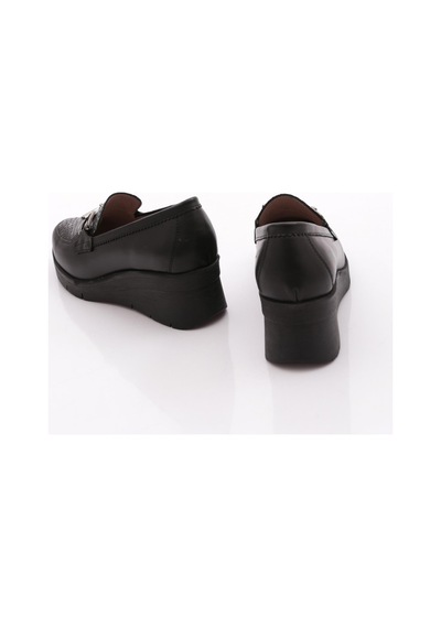 Dgn 1041 Kadin Kalin Taban Comfort Ayakkabi Siyah Yılan