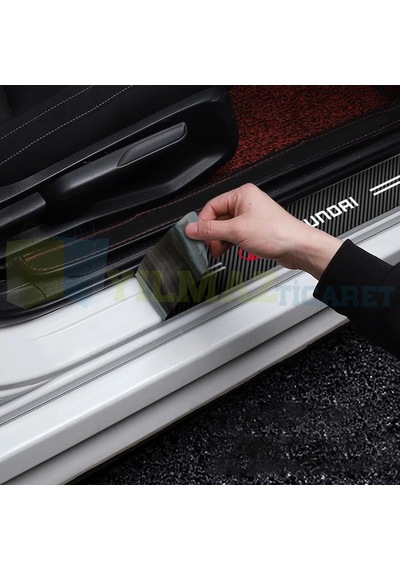 Hyundai Logo Karbon Kapı Eşiği Oto Sticker Etiket 4 Parça