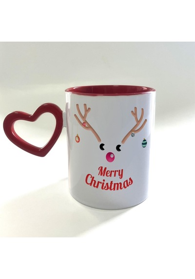 Mor Mürekkep Merry Christmas Geyik Baskılı Boş Kalp Kulplu İçi Kırmızı Yılbaşı Kupası Mor Mürekkep Merry Christmas Geyik Baskılı Boş Kalp Kulplu İçi Kırmızı Yılbaşı Kupası