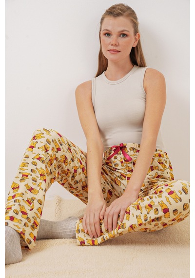 Bigdart 4323 Desenli Pijama Altı - M. Krem