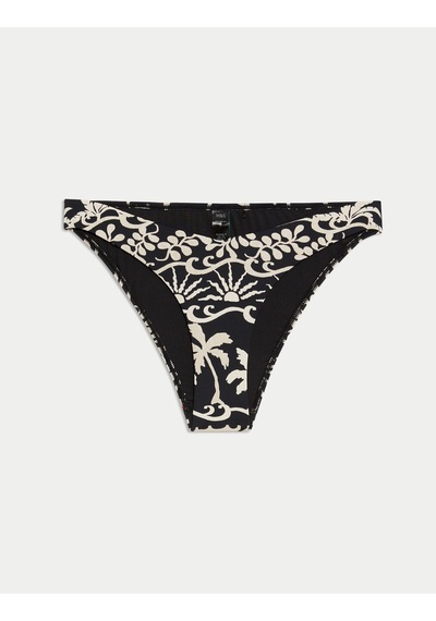 Marks & Spencer Desenli Yüksek Kesim Bikini Altı Siyah Mix