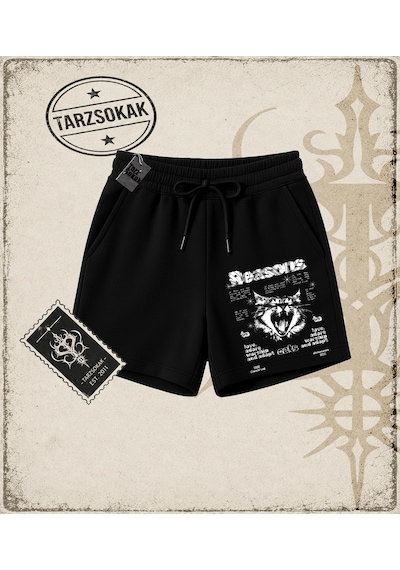 Tarzsokak Gotik & Grunge Streetwear Reasons Eats Cat Unisex Şort Siyah