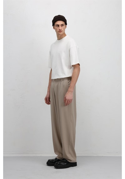 Vamos Baggy Fit Kumaş Pantolon 30-795-1 Bej