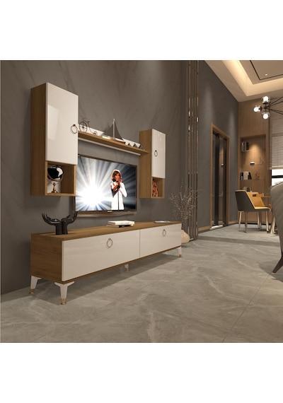 Decoraktiv Eko 5da Mdf Std Gold Tv Ünitesi Tv Sehpası Pera - Beyaz