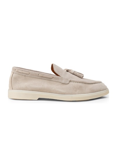 Deery Erkek Hakiki Süet Bej Püsküllü Loafer - 02027mbejc01