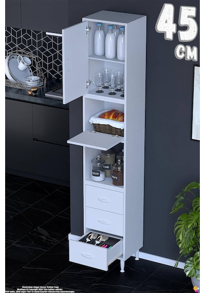 Roven 45 Cm 3 Çekmeceli Çok Amaçlı 2 Kapaklı Mutfak Kiler Banyo Organizer Çocuk Odası Dolabı Beyaz Roven 45 Cm 3 Çekmeceli Çok Amaçlı 2 Kapaklı Mutfak Kiler Banyo Organizer Çocuk Odası Dolabı Beyaz