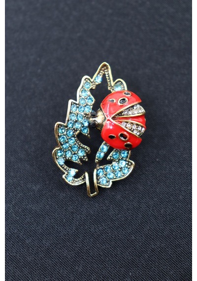 Yapraklı Uğur Böceği Broş. Taşlı Tasarım, Uğur Böceği Broş. Kadın Broş. Broş. Erkek Broş. Unisex. Çok Renkli