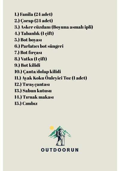 Outdoorun 24 Lü Askerlik Seti Fanila Çorap Ve 27 Parça Aksesuar - Temel Ve Bedelli Askerlik Malzemeleri Haki