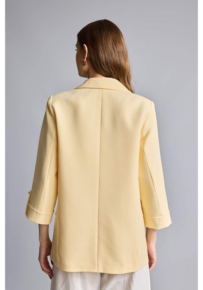 Defacto Oversıze Basic Blazer Açık Sarı Ceket C3215ax26auyl487 Sarı-yl487