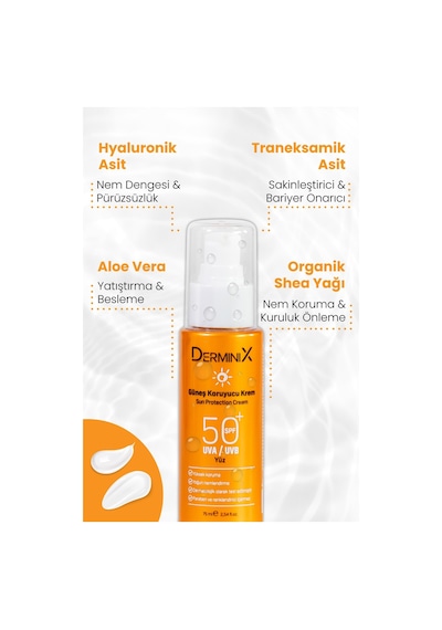 Derminix Yüksek Koruma Yüz İçin Güneş Kremi SPF50+ 75 ML