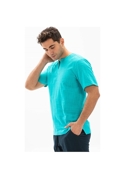 Kısa Kol Şile Bezi Bisiklet Yaka Erkek Tshirt Turkuaz 3054