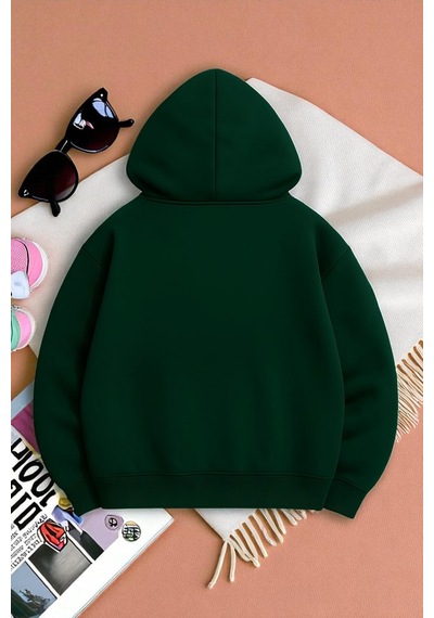 Uyguntarz Unisex W Baskılı Oversize Sweatshirt Yeşil