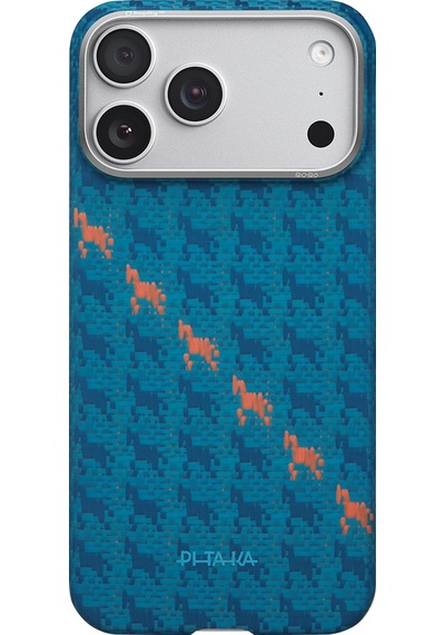 Apple Apple iPhone 17 Pro Kılıf M-safe Uyumlu Aramid Fiber Pitaka Edge Serisi Happiness Rides Kapak Mavi