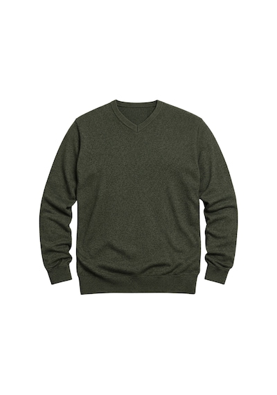 Battalmoda Erkek Büyük Beden Haki V Yaka Triko Kazak 3xl-4xl-5xl-6xl