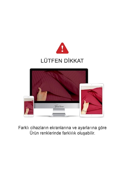 Vionel Home%100 Pamuk Çizgili Saten Yastık Kılıfı / 50 X 70 Cm 2'li / Paket Bordo Diğer