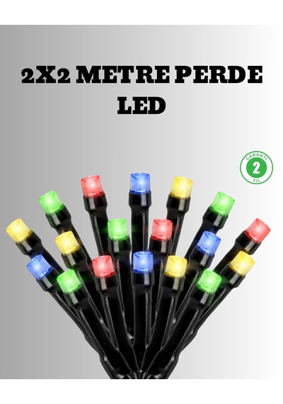 2x2 Metre Pil İle Çalışan Perde Led Işık - 8 Modlu Dekoratif Çok Renkli 20135676